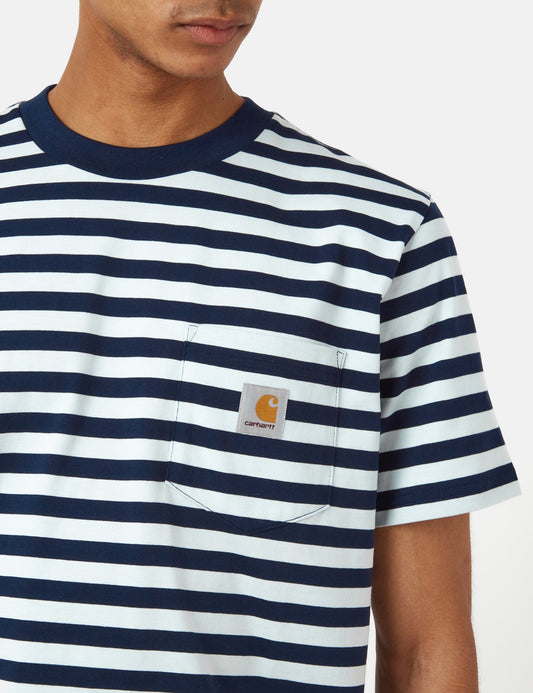 T-Shirt Scotty Stripe Pocket (Regular) – Atom Blue/Icarus Blue