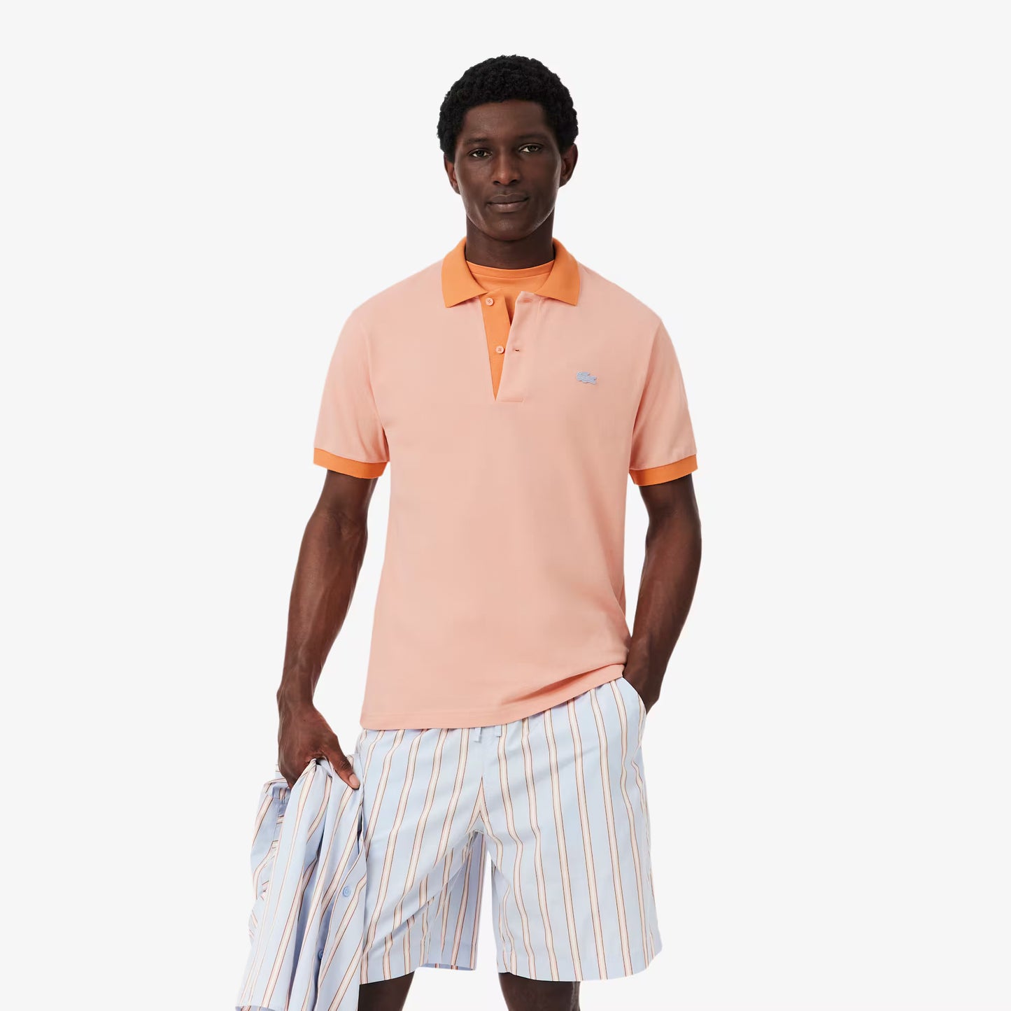 Polo en maille côtelée contrastante coupe classique