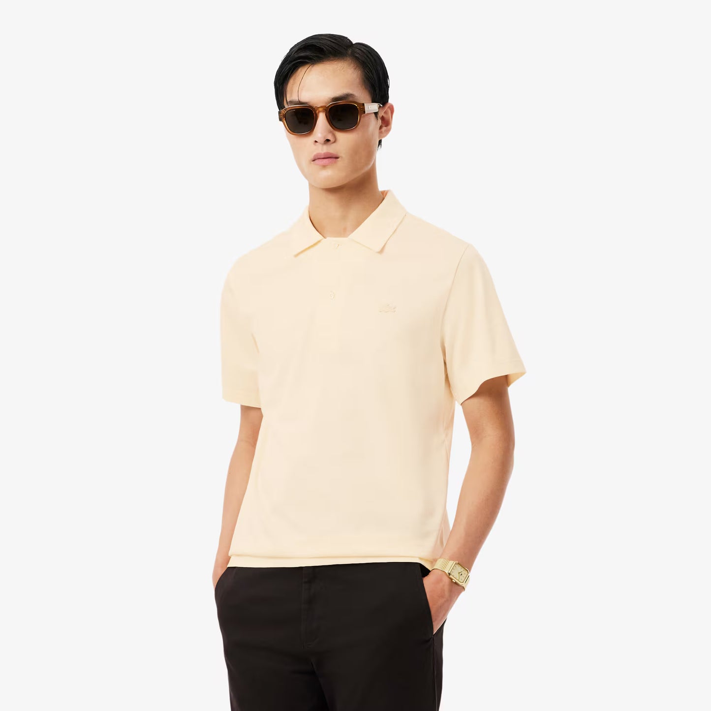 Paris Classic Fit Poloshirt mit offener Knopfleiste und Stickerei
