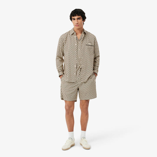 Chemise en coton imprimée coupe droite