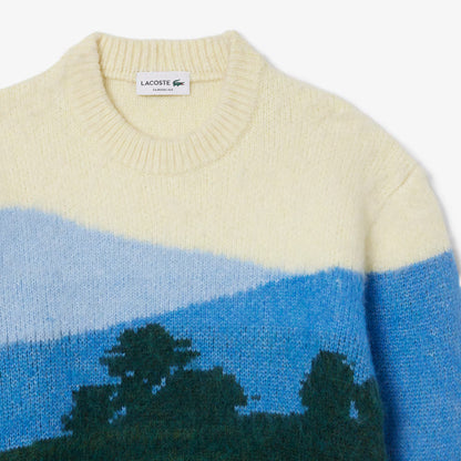 Landschafts-Jacquardpullover aus Alpakawolle