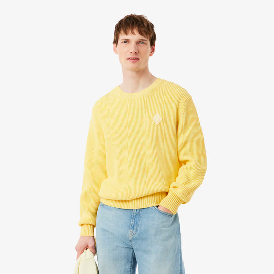 Pull en tricot côtelé perlé avec badge