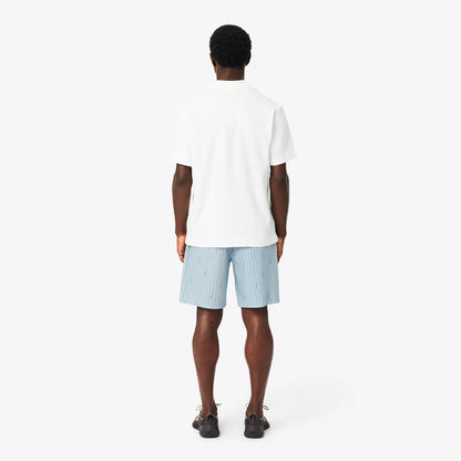 Crocodile Print Stripe Cotton Shorts