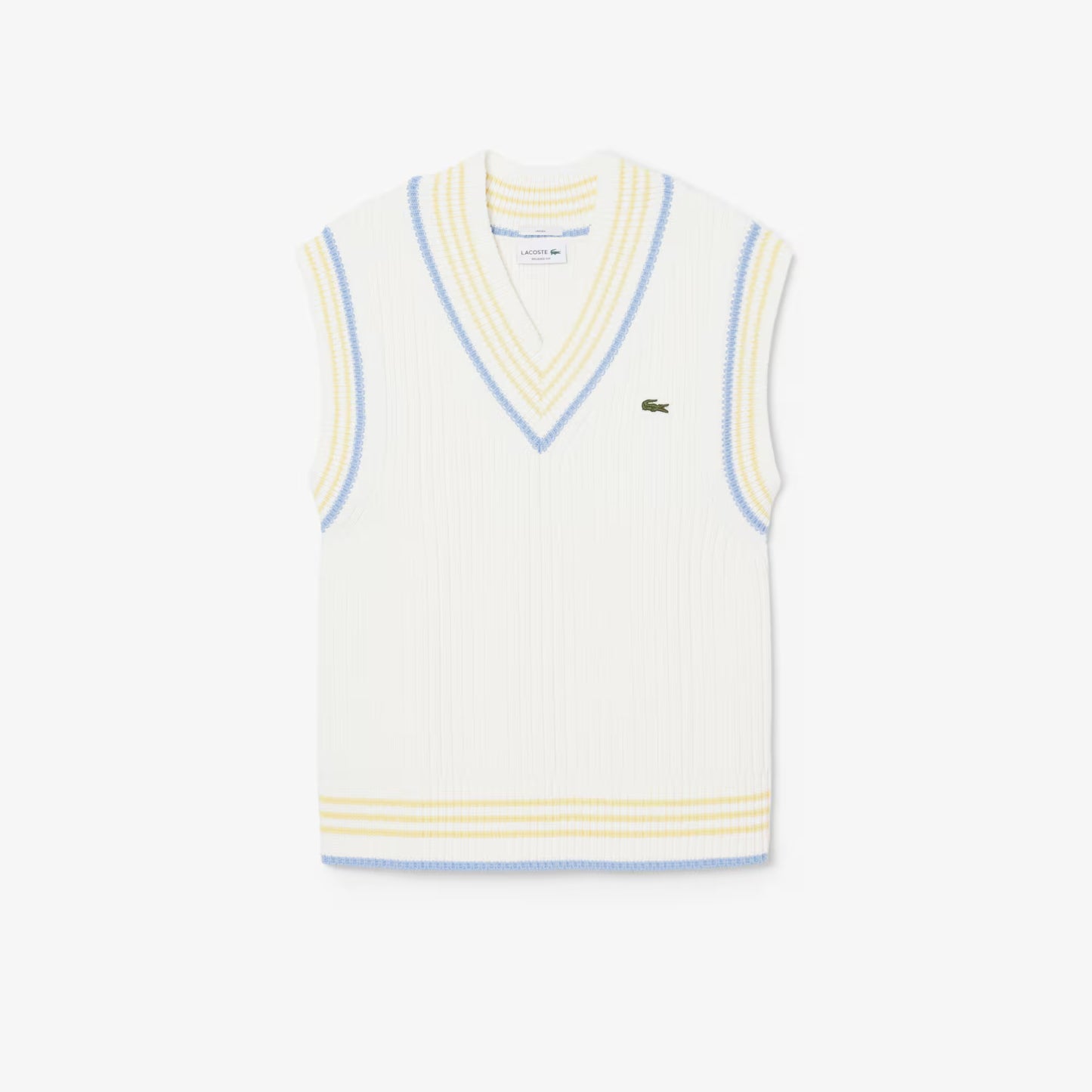 Striped Rib Knit Cotton Sweater Vest