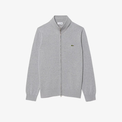 Pull en coton zippé à col montant