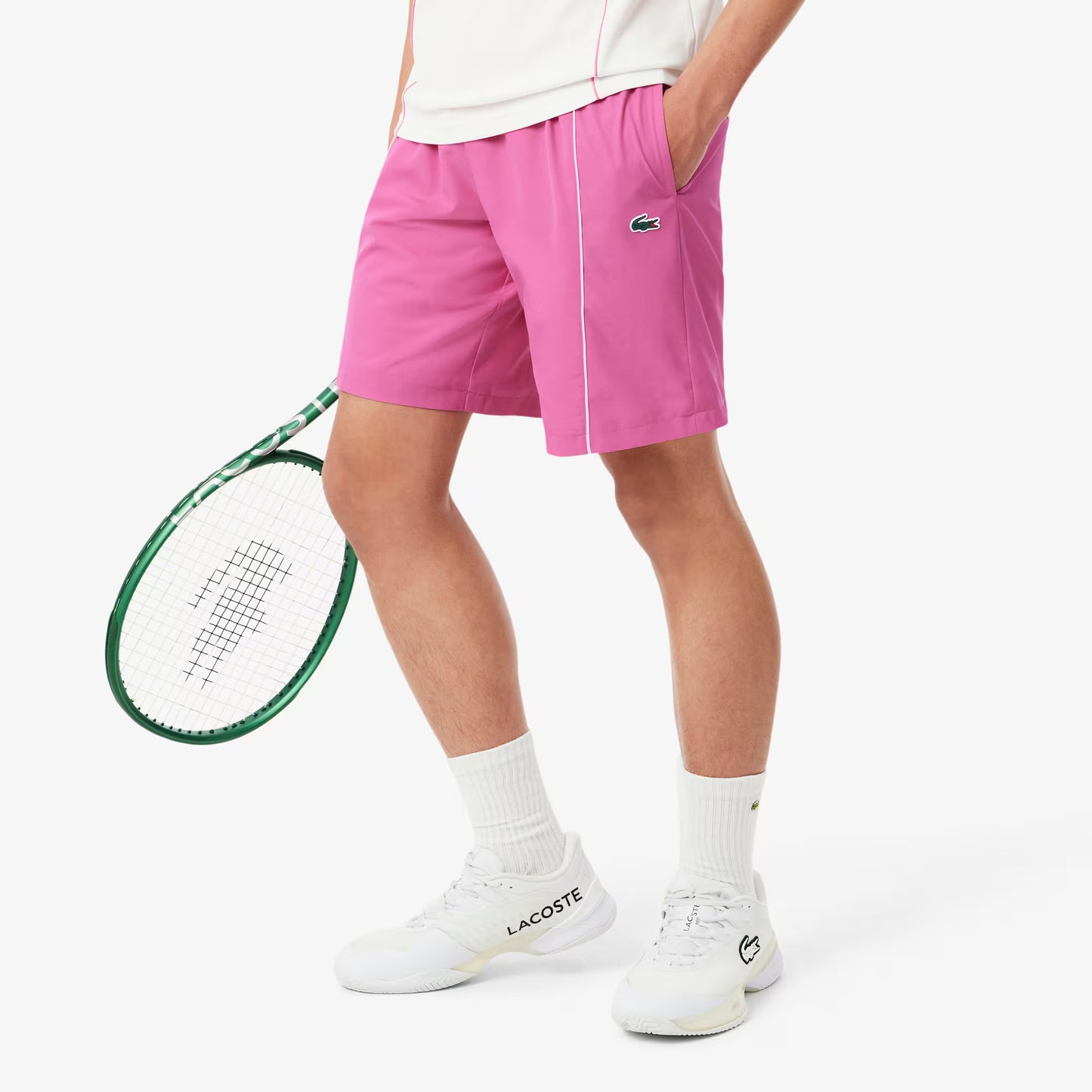 Sportshorts aus Taft mit Rautenmuster und Zierleiste
