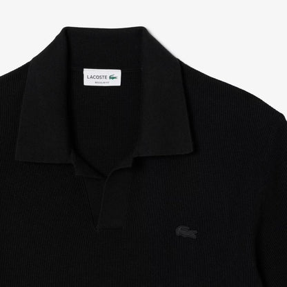 Pull en maille mélangée de coton à col polo ouvert
