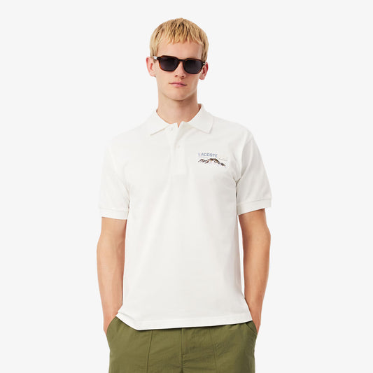 Classic Fit Embroidered Motif Pique Polo Shirt