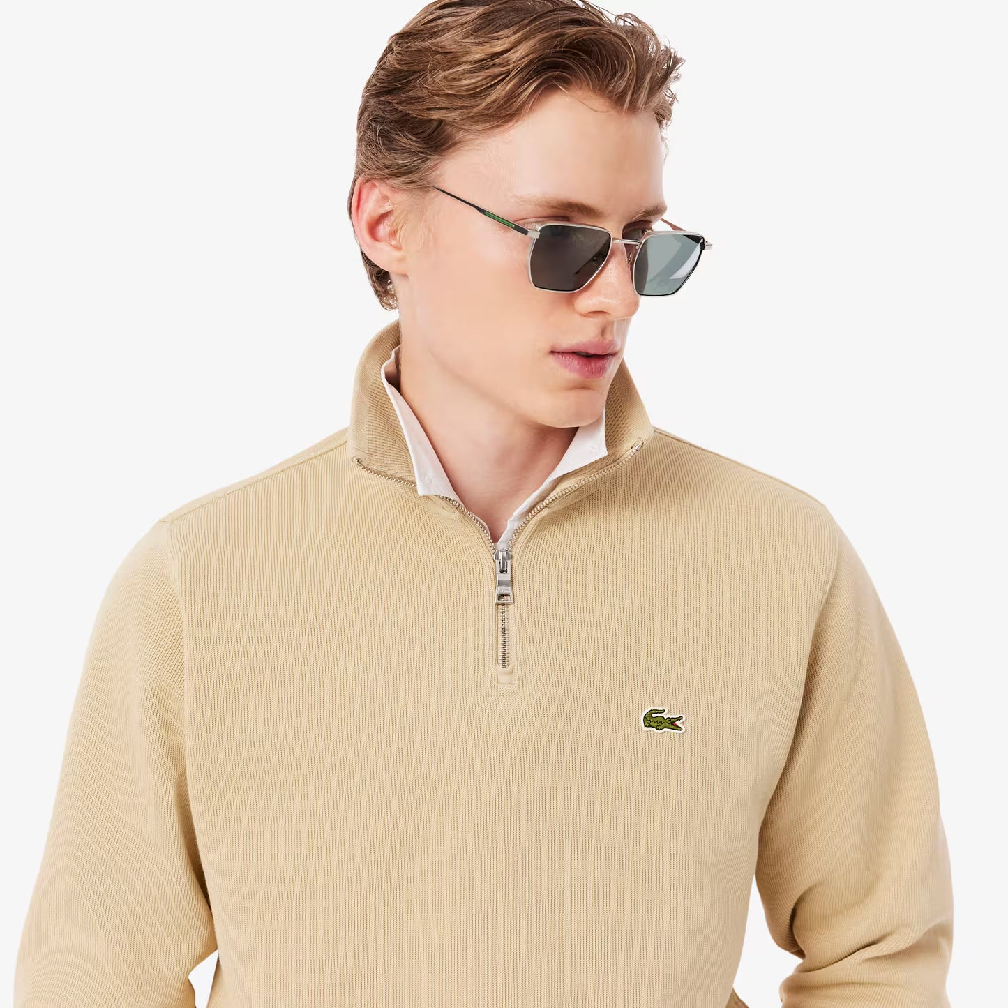 Zip-Up High Neck Interlock Sweatshirt