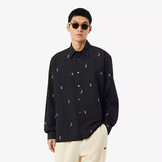 Chemise en coton brodée coupe décontractée