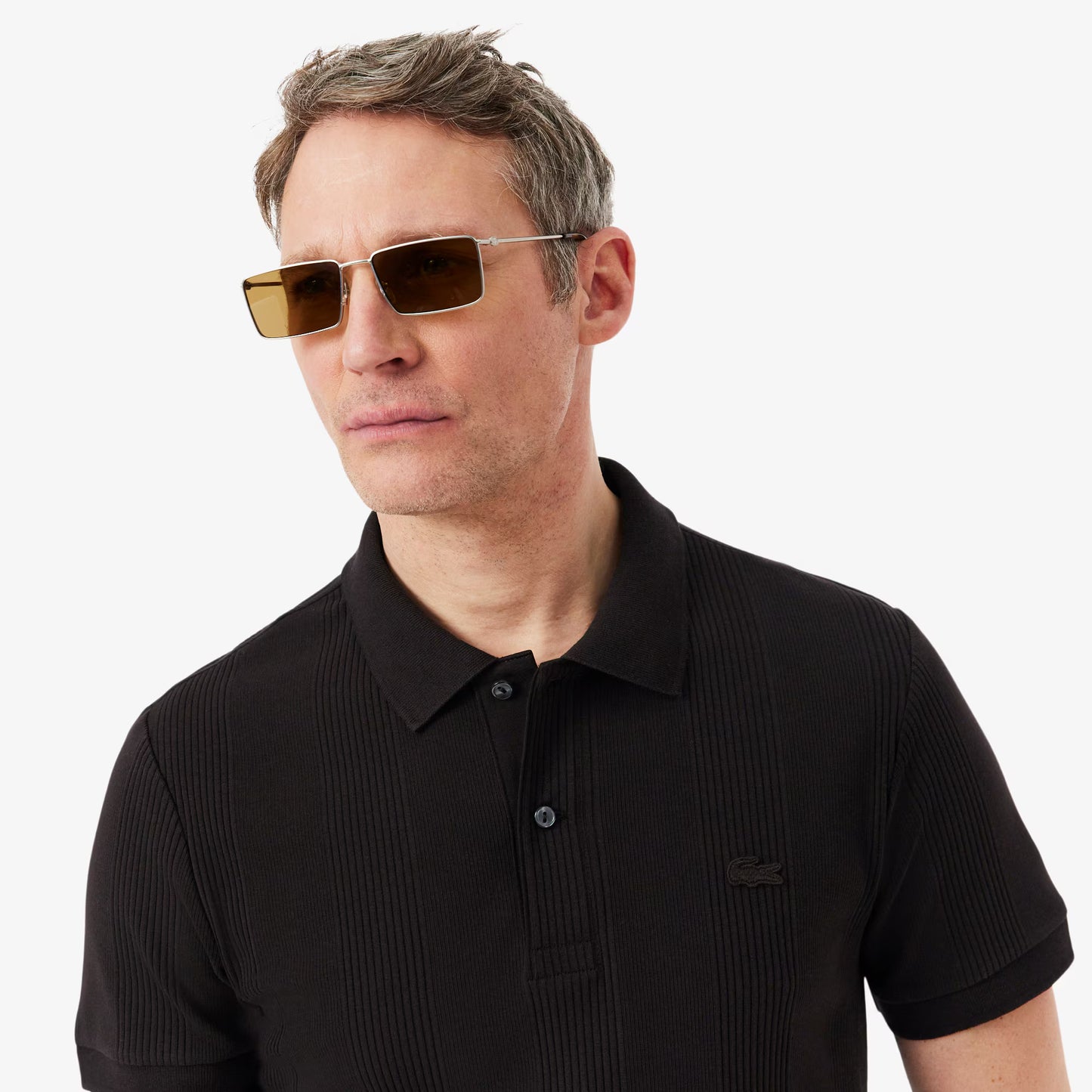 Regular Fit Geripptes Strick-Poloshirt
