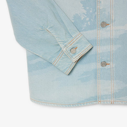 Denim-Overshirt mit Landschaftsmotiv