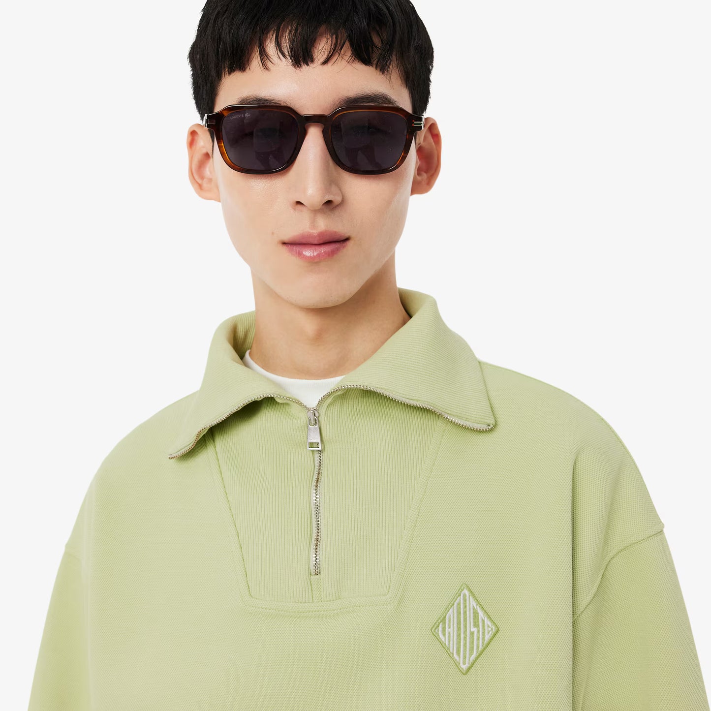Sweatshirt aus Pikee mit Reißverschluss am Hals und lockerer Passform