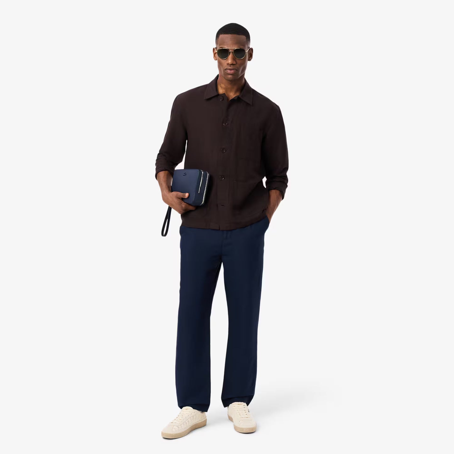 Regular Fit Leinen-Chino-Hose