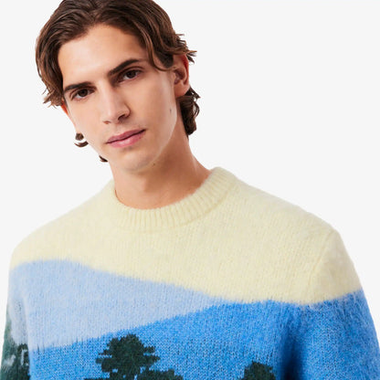 Landschafts-Jacquardpullover aus Alpakawolle
