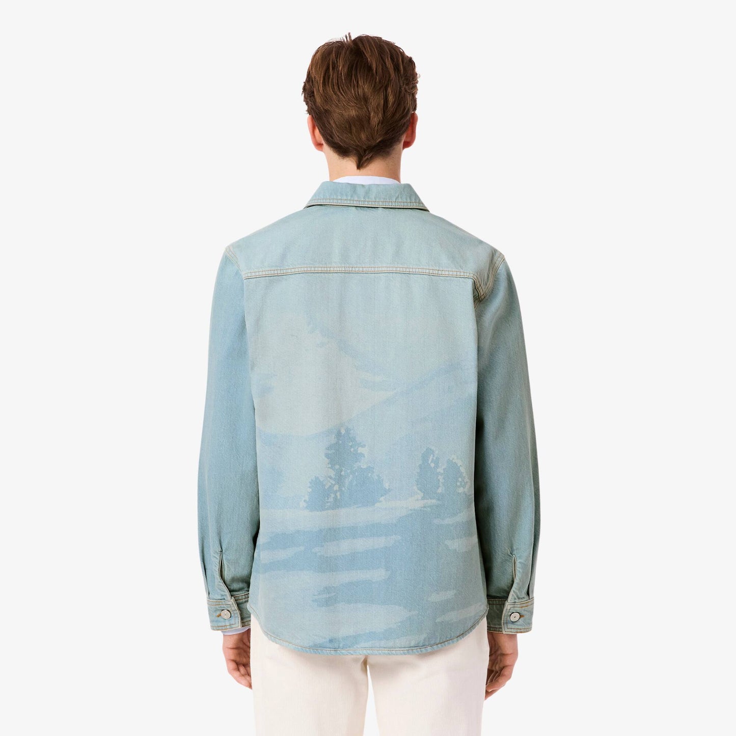 Denim-Overshirt mit Landschaftsmotiv