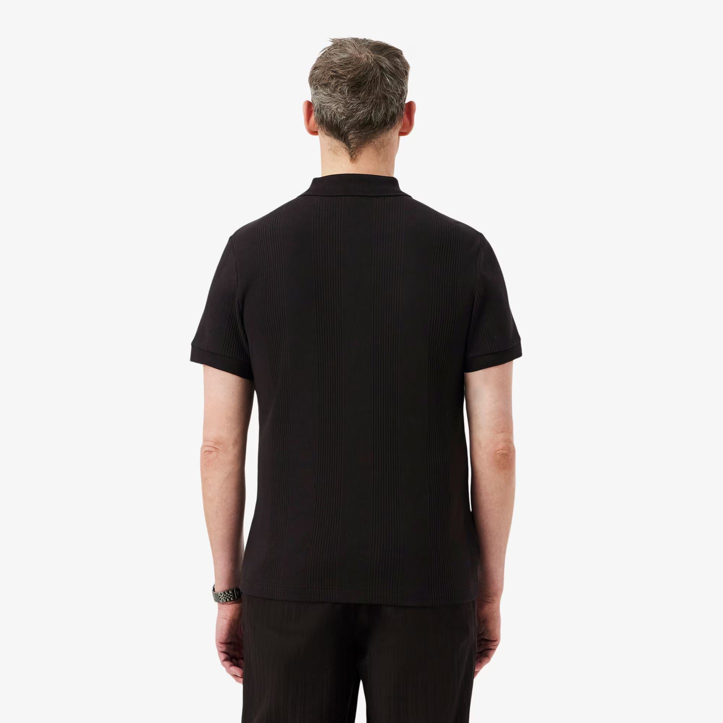 Regular Fit Geripptes Strick-Poloshirt