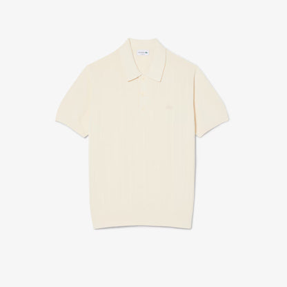 Fluid Ribbed Knit Polo Collar Sweater