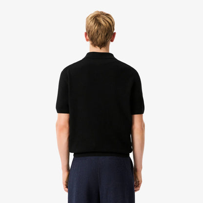 Pull en maille mélangée de coton à col polo ouvert
