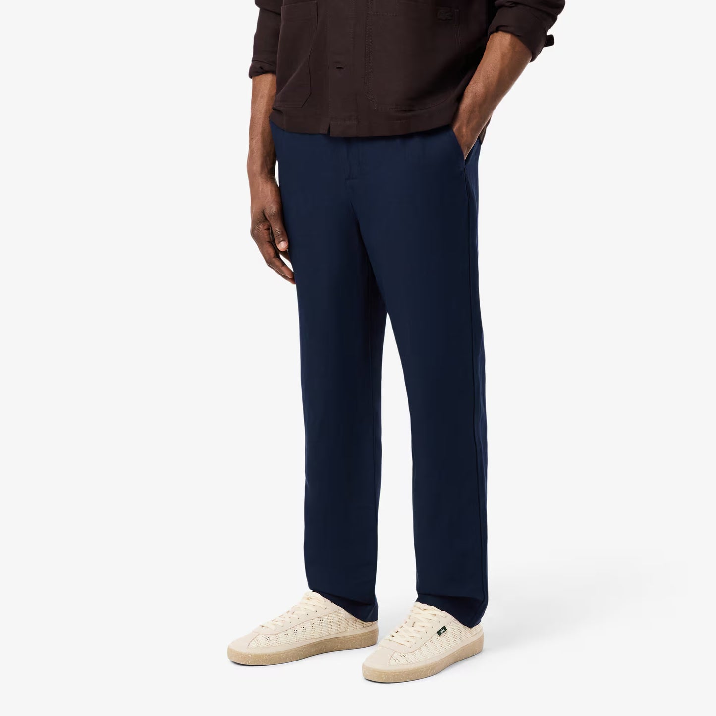 Regular Fit Leinen-Chino-Hose