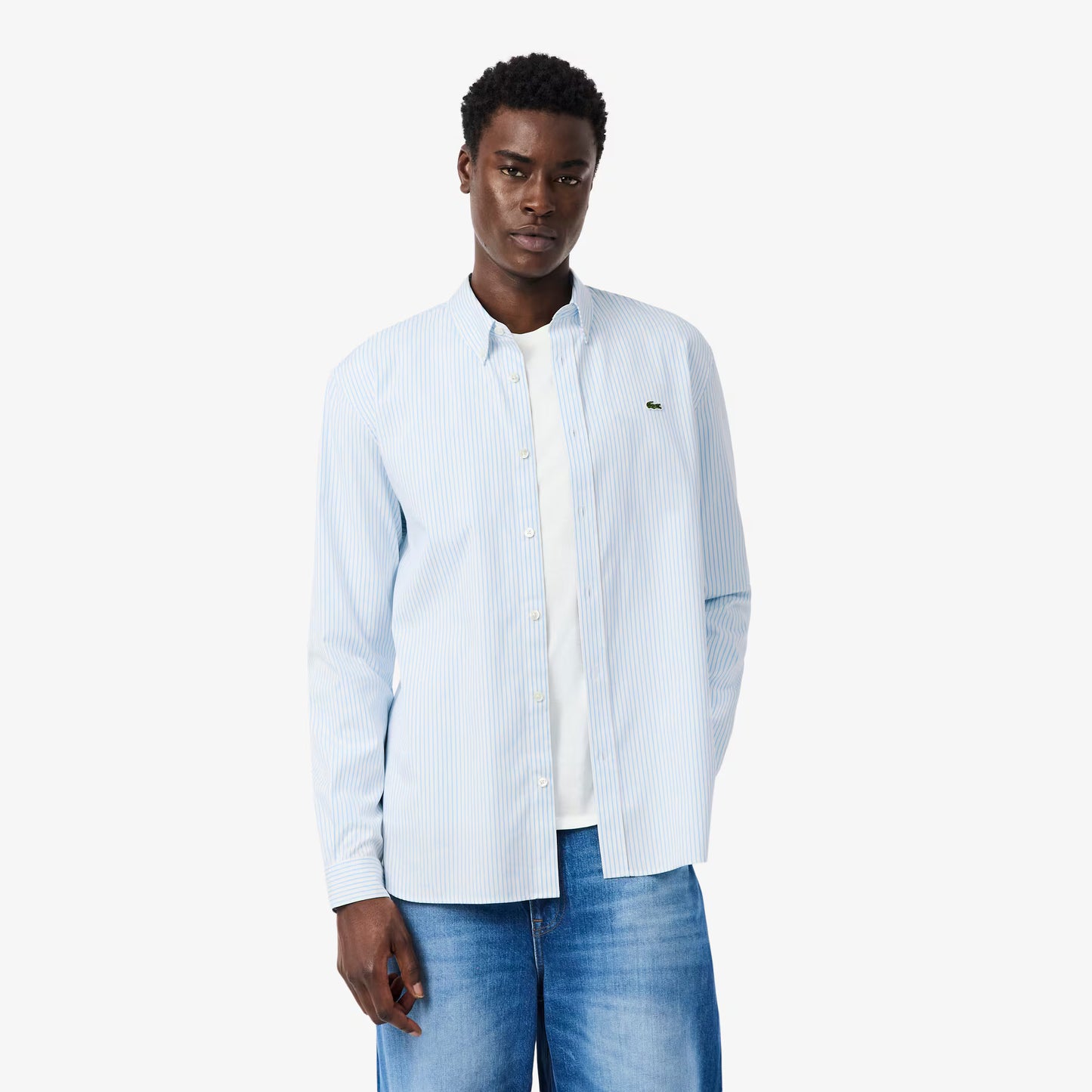 Chemise rayée en pinpoint coupe droite