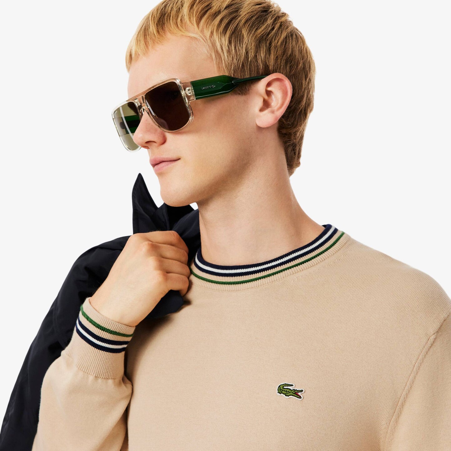 Gestreifter Baumwoll-Jersey-Pullover