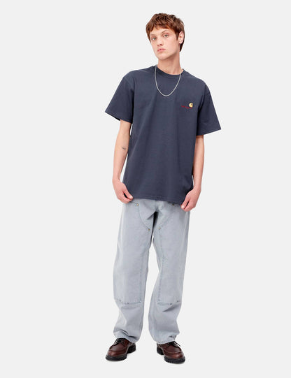 T-shirt American Script - Bleu Enzian