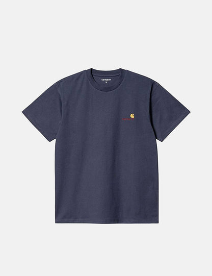 T-shirt American Script - Bleu Enzian