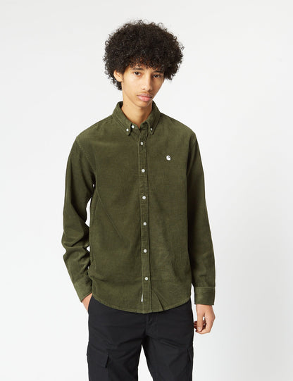 Madison Hemd (Feincord) - Plant Green/Wax