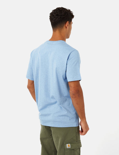 T-shirt à poche (Coupe classique) - Bleu Piscine Chiné