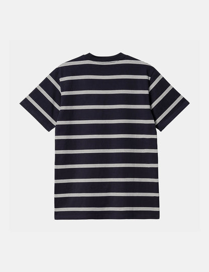 Glover Streifen-T-Shirt – Dunkelblau/Wachs/Wachs