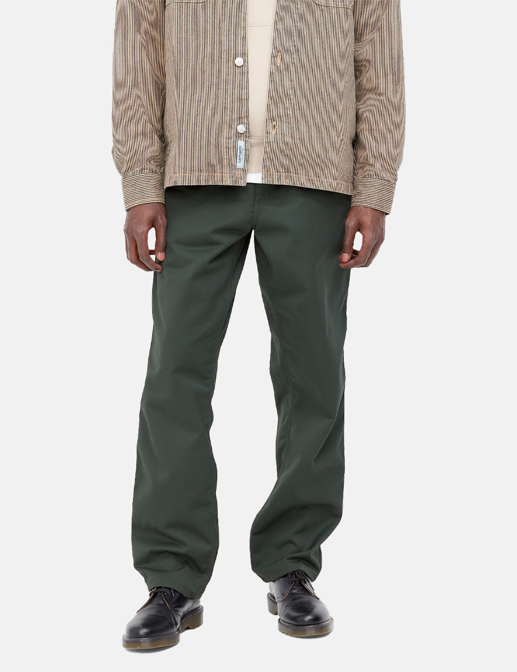 Pantalon en velours côtelé simple (détendu) - Vert buis