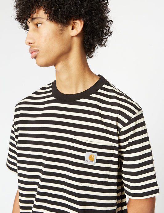 T-shirt Seidler Pocket (rayures Seidler) - Gris sel/Noir