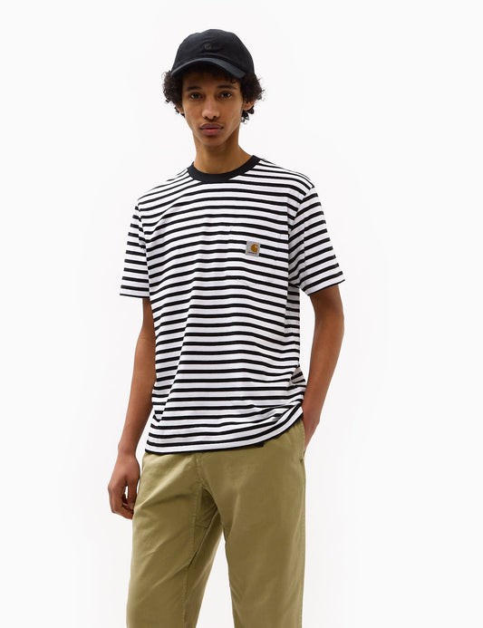 Seidler Streifen-T-Shirt mit Tasche – Schwarz/Weiß