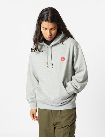 Kapuzenpullover Herz-Patch – Grau meliert