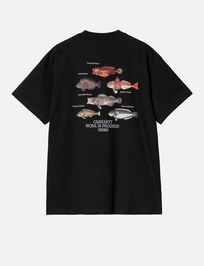 Fisch-T-Shirt (locker sitzend) – Schwarz
