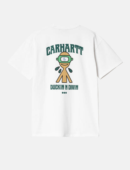 Duckin' T-Shirt (Loose) - Weiß Garment Dyed