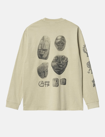 T-shirt Mimetolith L/S (ample) - Beryl Biege/Flint