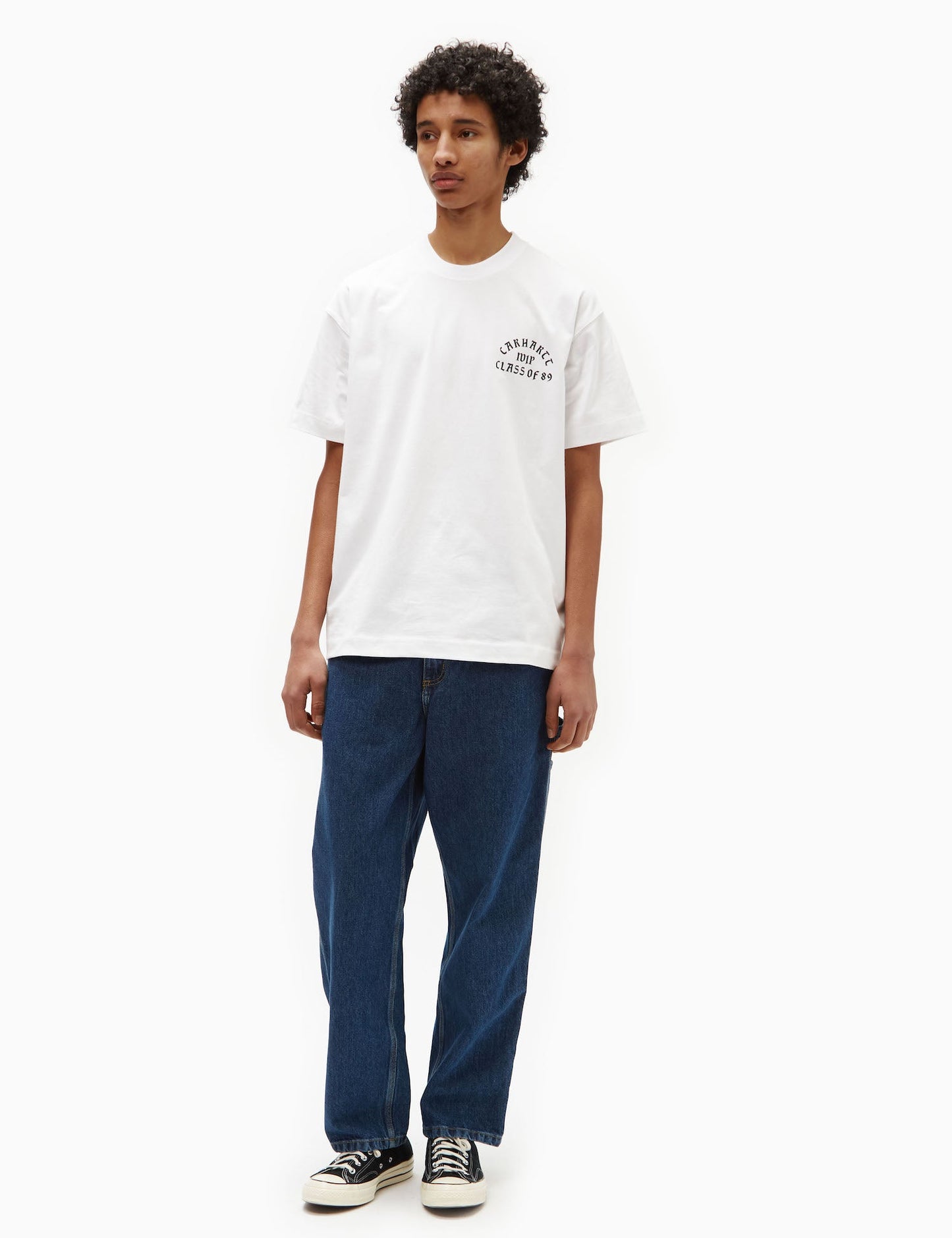 T-Shirt „Klasse von 89“ (locker geschnitten) – Weiß/Schwarz