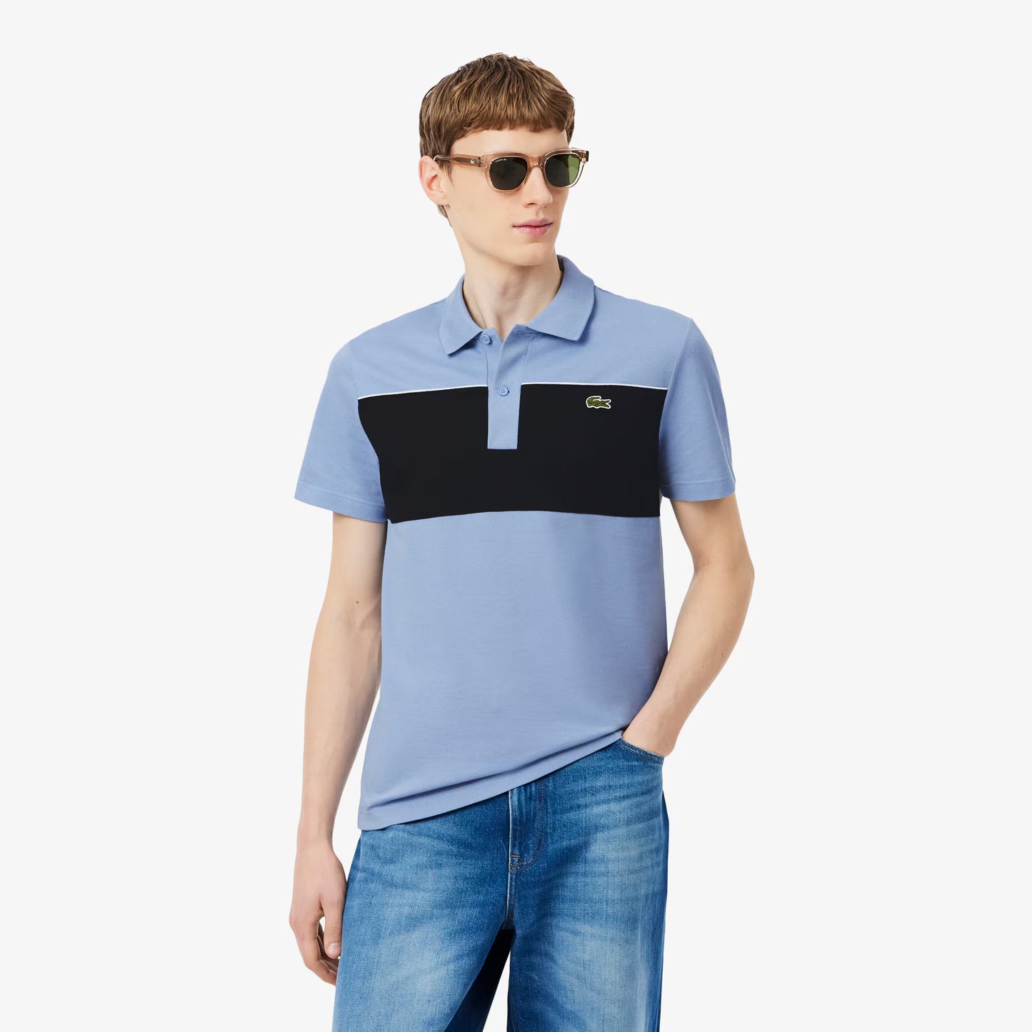 Regular Fit Colour-Block Pique Polo Shirt