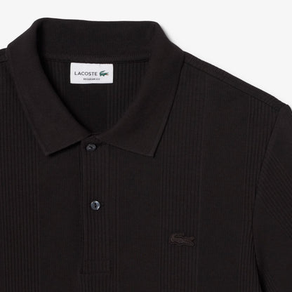 Regular Fit Geripptes Strick-Poloshirt