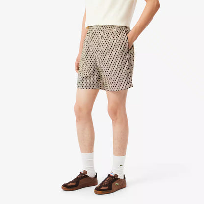 Relaxed Fit Printed Cotton Blend Shorts