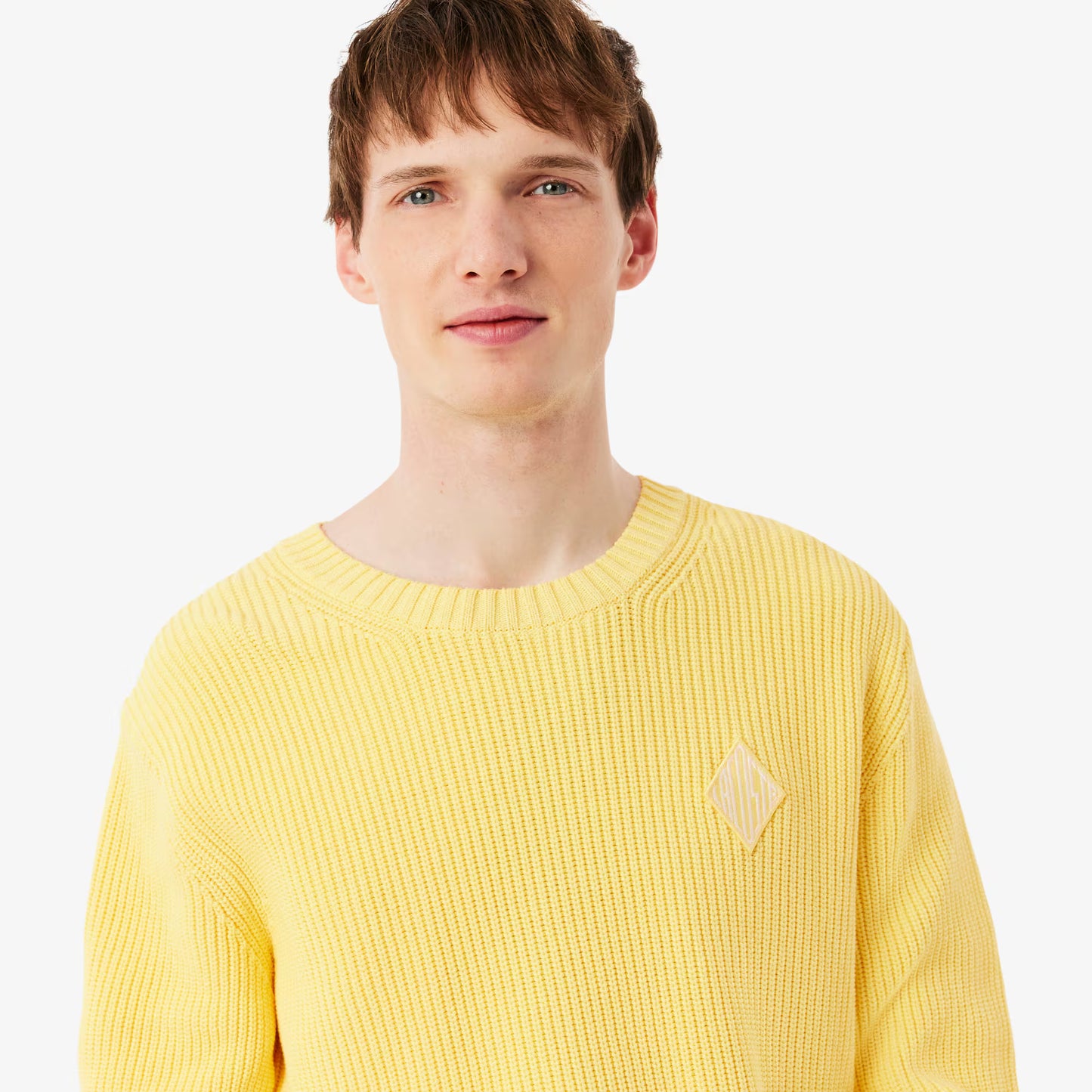 Pull en tricot côtelé perlé avec badge