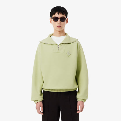 Sweatshirt aus Pikee mit Reißverschluss am Hals und lockerer Passform