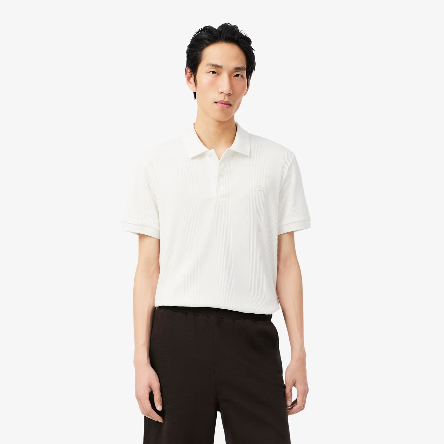Regular Fit Geripptes Strick-Poloshirt