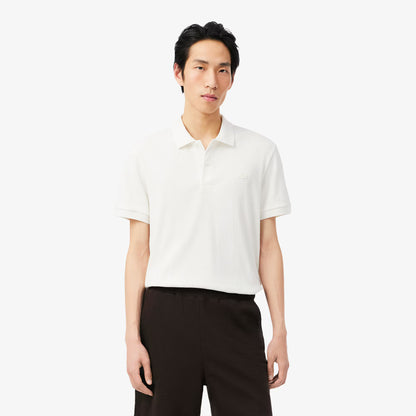 Regular Fit Geripptes Strick-Poloshirt