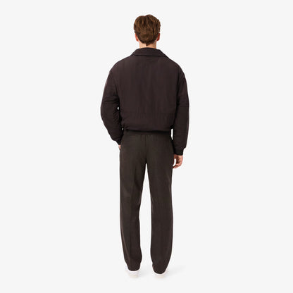 Straight Fit Chevron Wool Pants