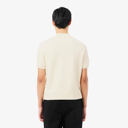 French Made Badge Accent Polo Collar Sweater