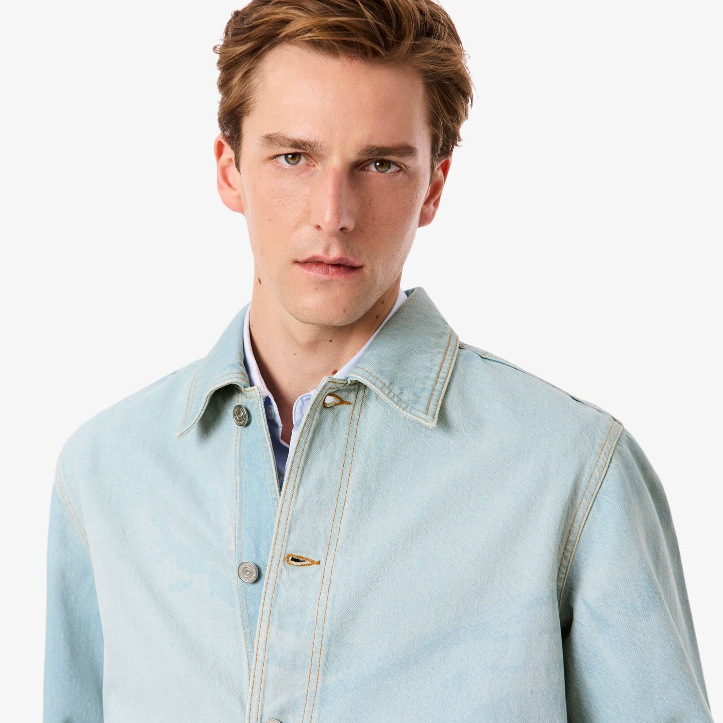 Denim-Overshirt mit Landschaftsmotiv