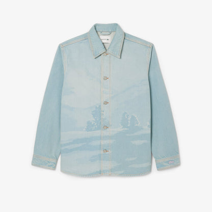 Denim-Overshirt mit Landschaftsmotiv